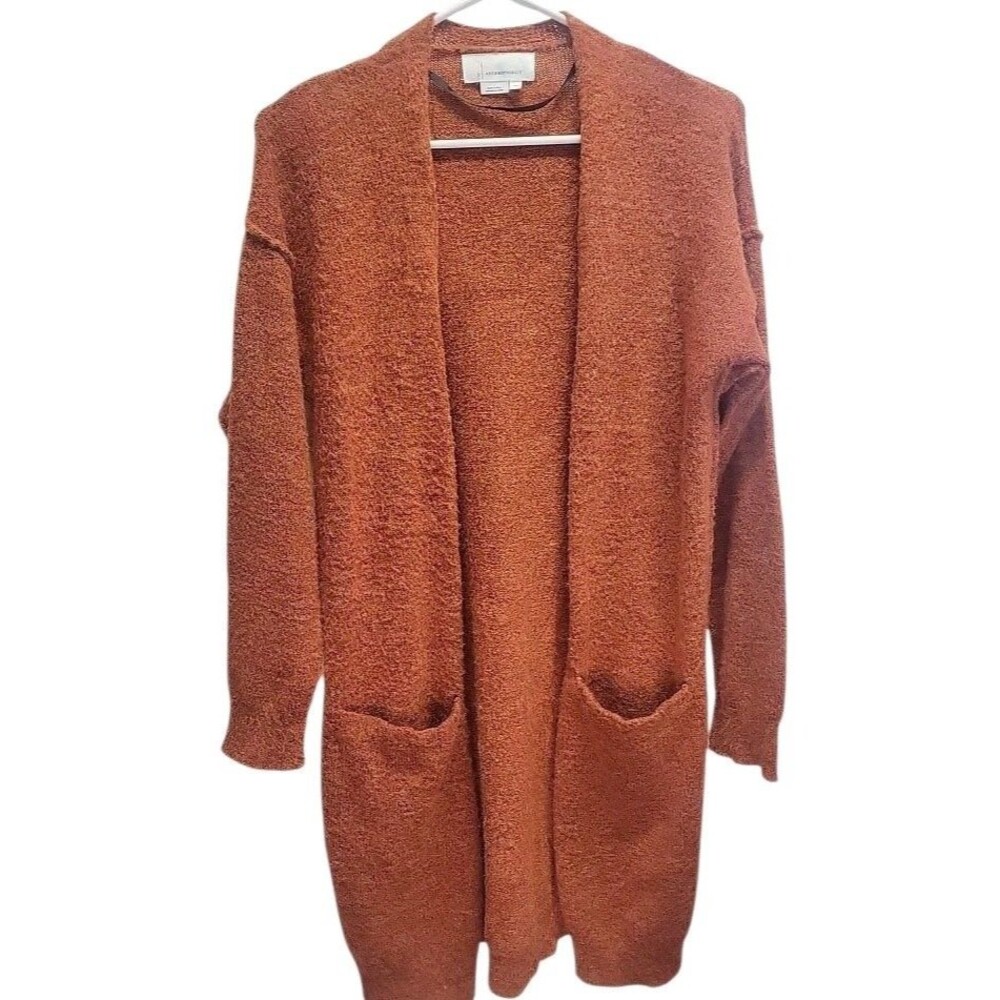Anthropologie Cardigan‎ Long Maxi Burnt Orange Sz XS
